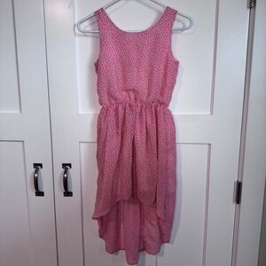 H&M Girl's Pink Floral Print Hi Low Hem Dress Size 10-11Y Summer Vacation Resort